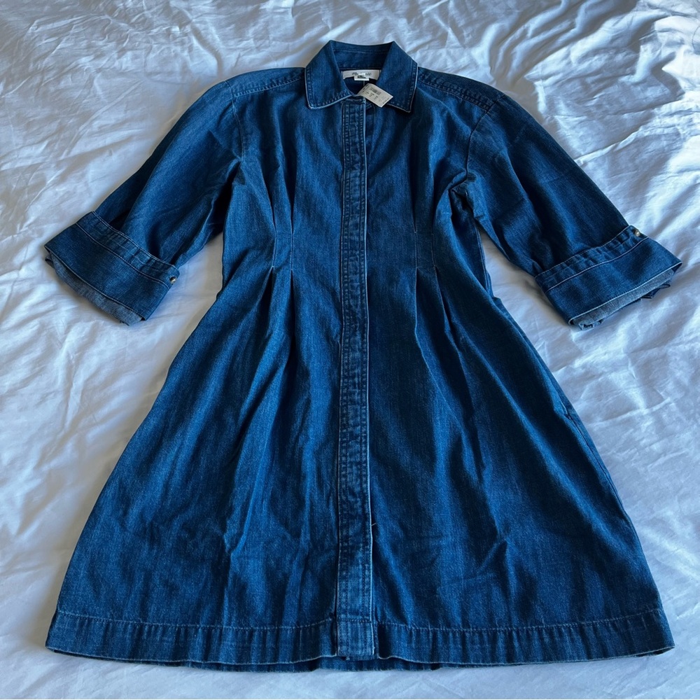 NWT Madewell Pleated Denim Mini Shirtdress in Bouvier Wash - Picture 7 of 7
